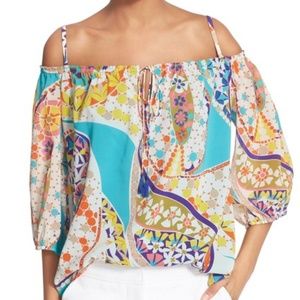 Trina Turk Jillian Off-the-Shoulder print silk top